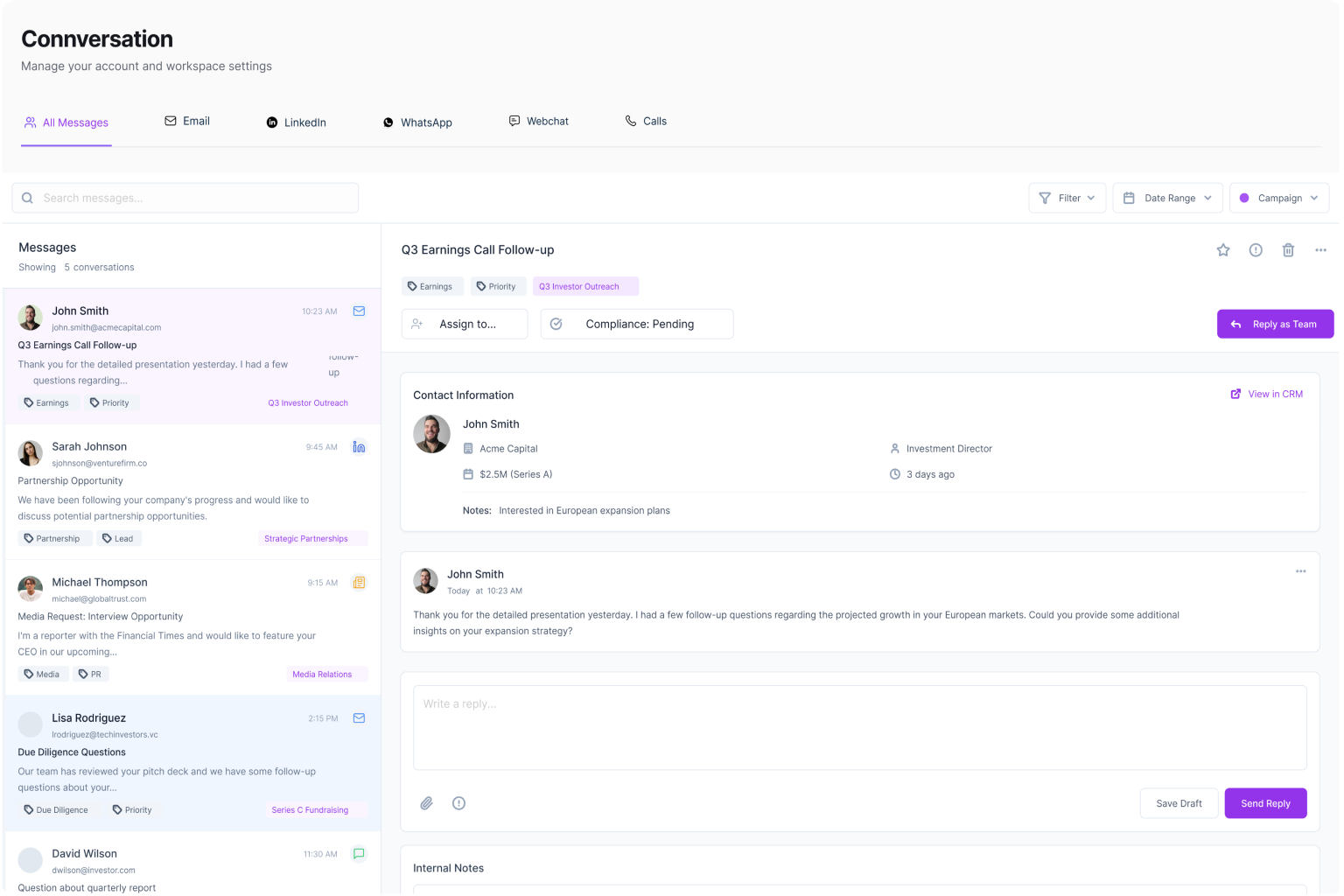 Omni-Channel Communication Mockup